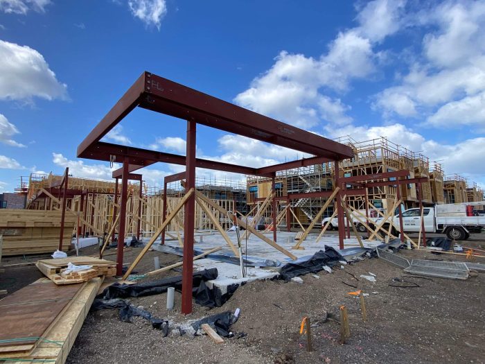 Structural steel installation for the Altona M project by Heidelberg Lintels