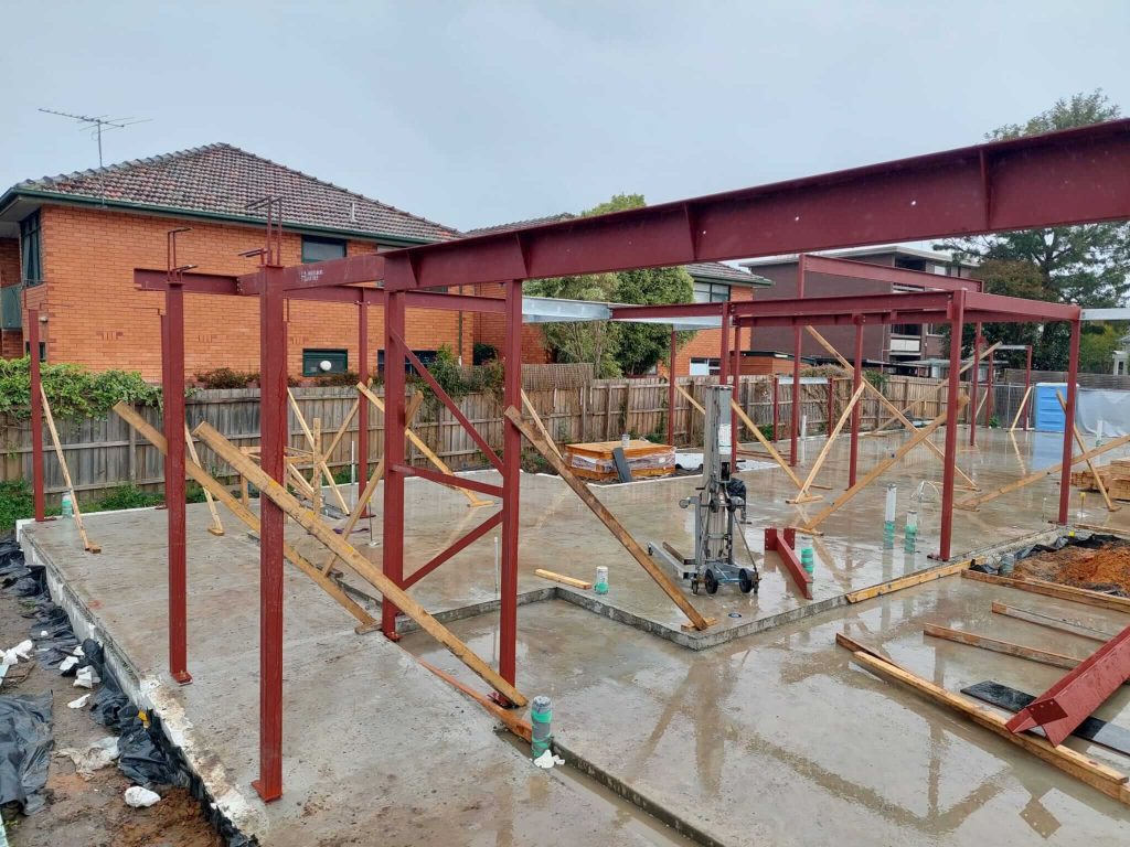 Structural steel installation for the Bacchus project by Heidelberg Lintels