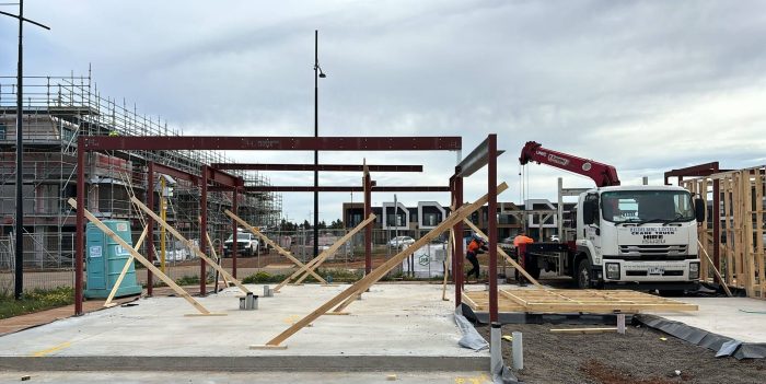 Structural steel installation for the Rockbank project by Heidelberg Lintels